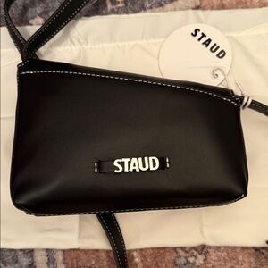 NEW NWT STAUD Acute Black Leather Small Convertible Crossbody Clutch Bag